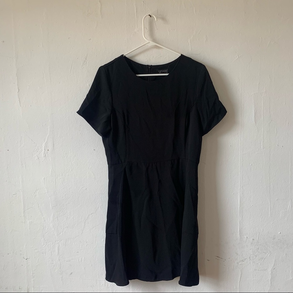 Topshop Black Short Sleeve Dress, size 10